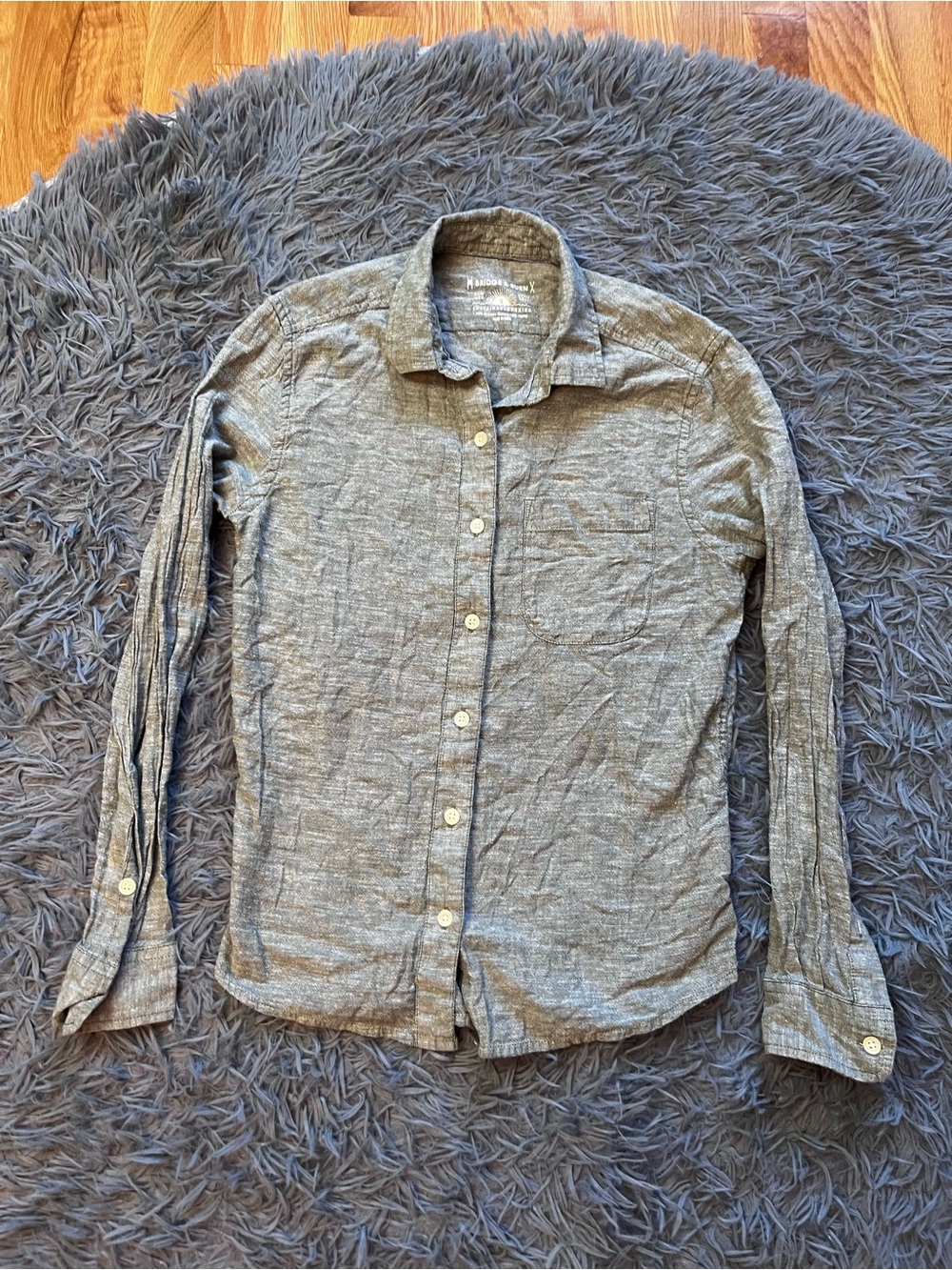 Bridge & Burn Ash Gray Summer Chambray Long-Sleeve Button-Up Shirt Size S